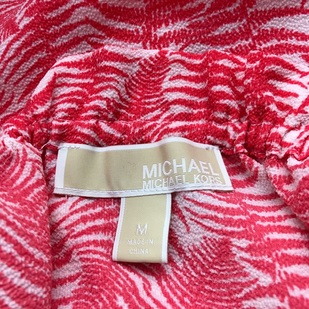 MICHAEL Michael Kors Off Shoulder Bell Sleeve Blouse-Coral and White - Picture 7 of 8